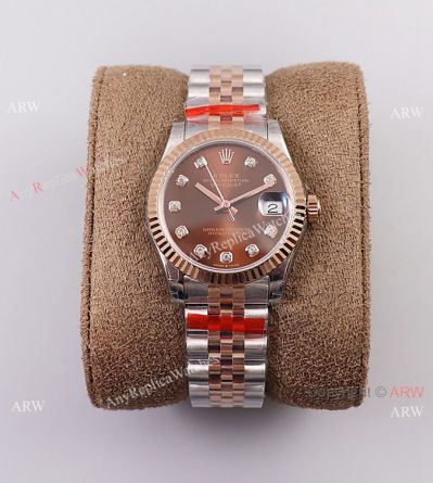 (TW) 11 Best Clone Rolex Datejust Chocolate Diamond Dial Watch 31mm Midsize